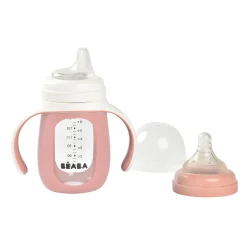 BÉABA Couverts, Vaisselle Et Bavoirs*Biberon Verre D'Apprentissage 210 Ml Old Pink