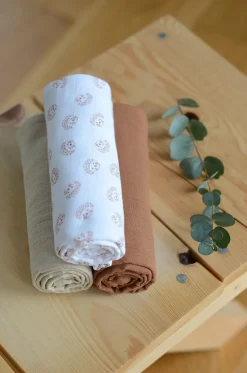 BÉABA Accessoires De Toilette*Lot De 3 Langes En Coton Hedgehog