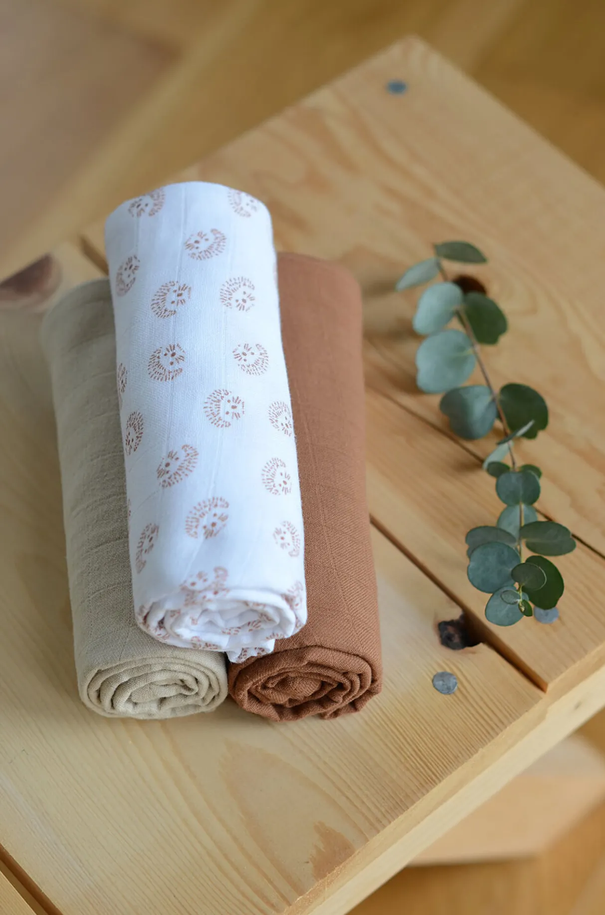 BÉABA Accessoires De Toilette*Lot De 3 Langes En Coton Hedgehog