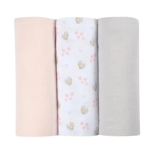 BÉABA Accessoires De Toilette*Lot De 3 Langes En Coton Swans