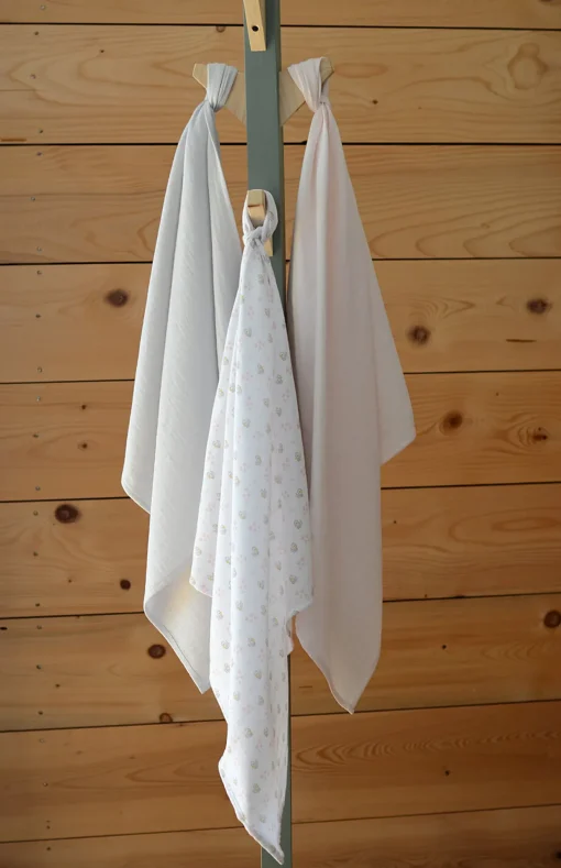 BÉABA Accessoires De Toilette*Lot De 3 Langes En Coton Swans