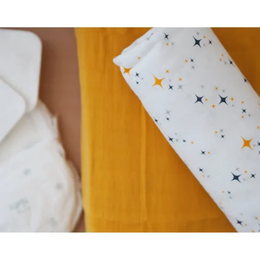BÉABA Emmaillotage*Lot De 2 Langes Xxl En Coton Honey Yellow/Starry Night