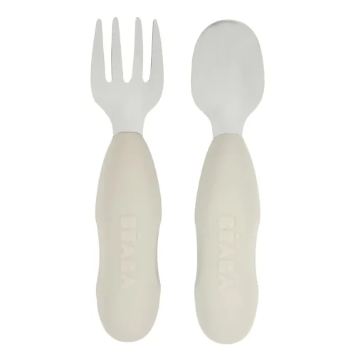 BÉABA Couverts, Vaisselle Et Bavoirs*Lot De 2 Pre-Couverts Inox Velvet Grey