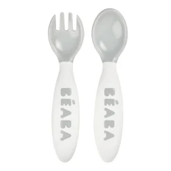 BÉABA Couverts, Vaisselle Et Bavoirs*Set 2 Couverts Ergonomiques 2Eme Age Grey