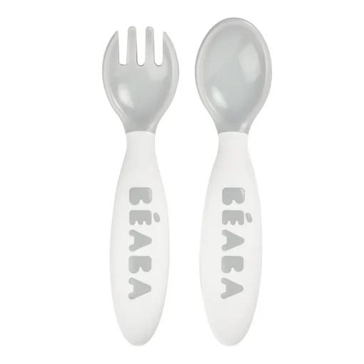 BÉABA Couverts, Vaisselle Et Bavoirs*Set 2 Couverts Ergonomiques 2Eme Age Grey