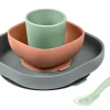 BÉABA Couverts, Vaisselle Et Bavoirs*Set Vaisselle Silicone 4 Pieces Mineral